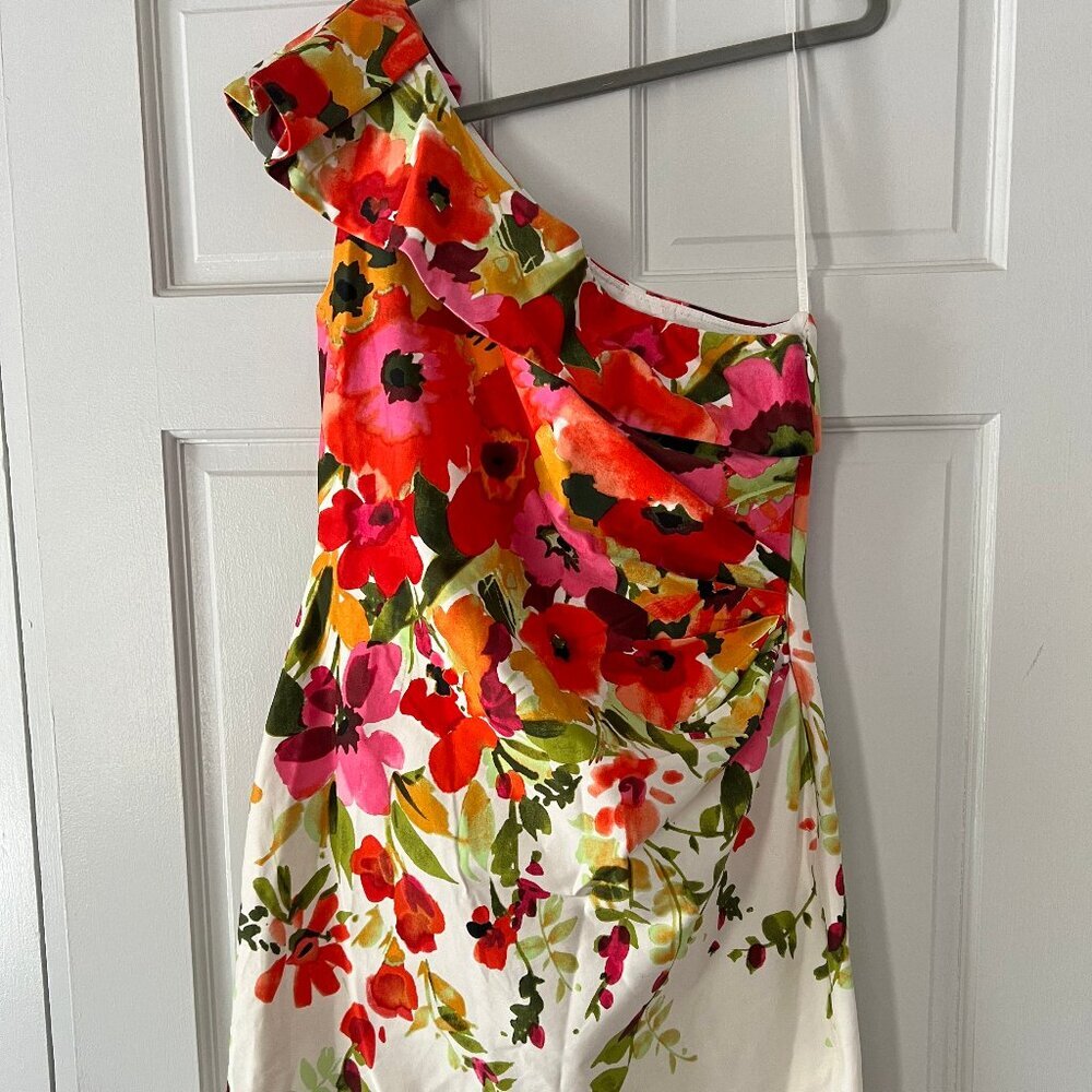 Eliza J One Shoulder Floral Mini Dress Size 10